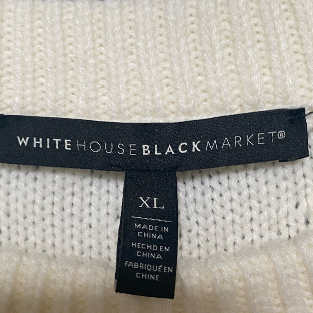 White House Black Market Cream Cable Knit Crew Neck Sweater - Picture 3 of 7